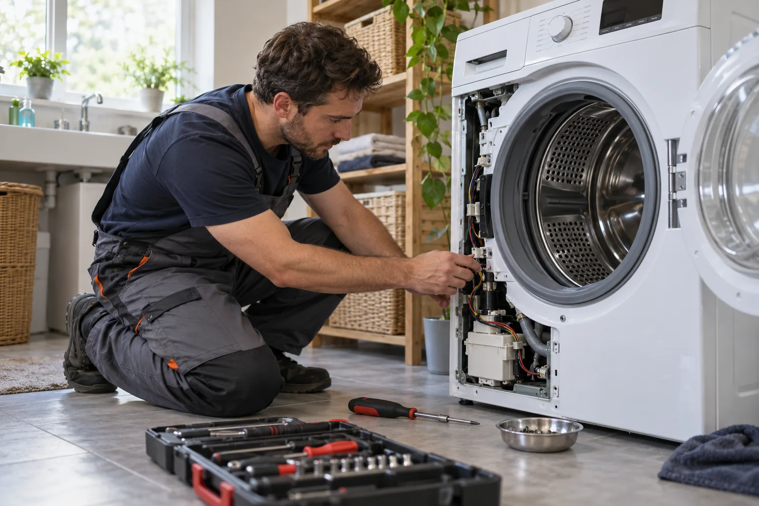 Réparateur électroménager au travail